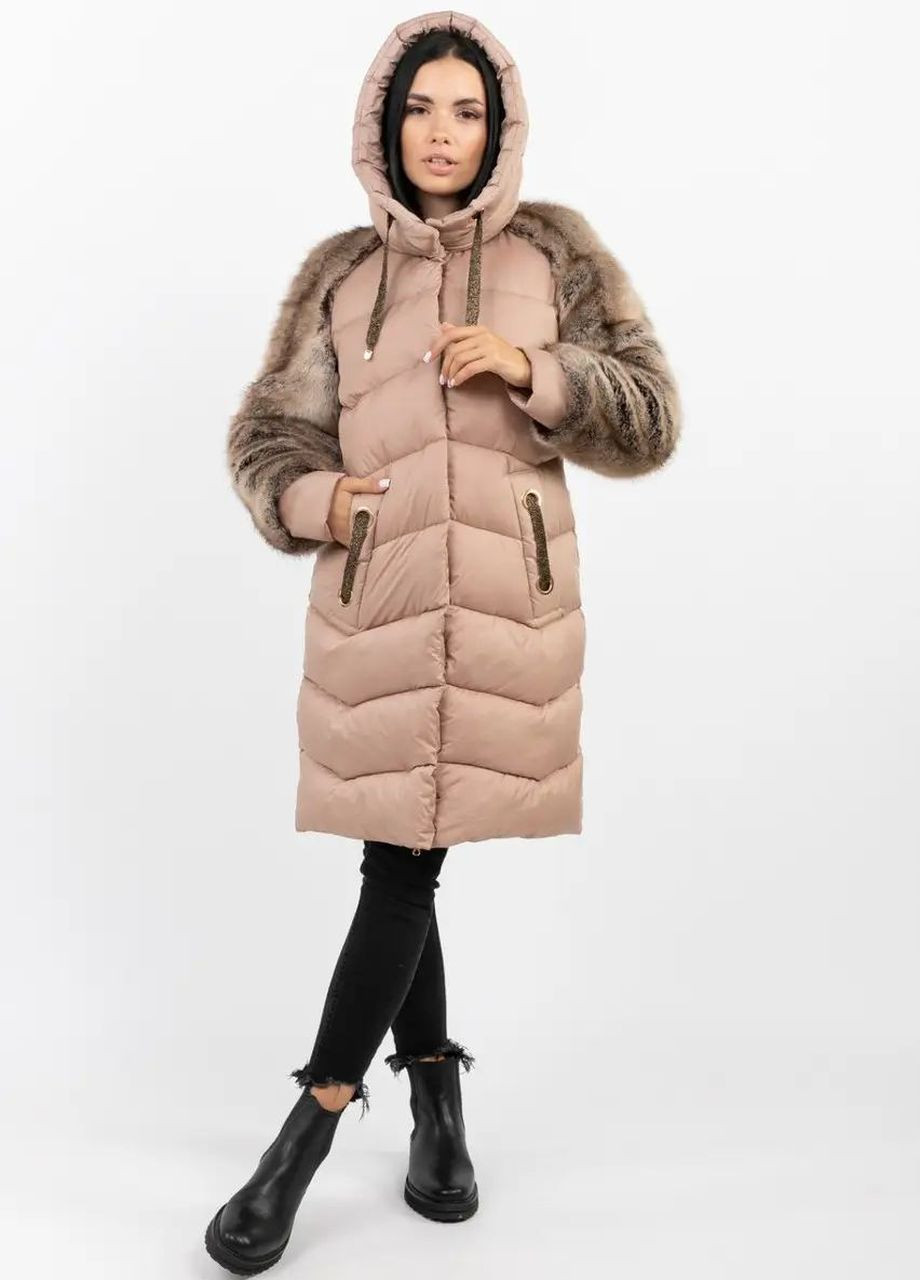 Кофейная зимняя куртка зимняя женская SK