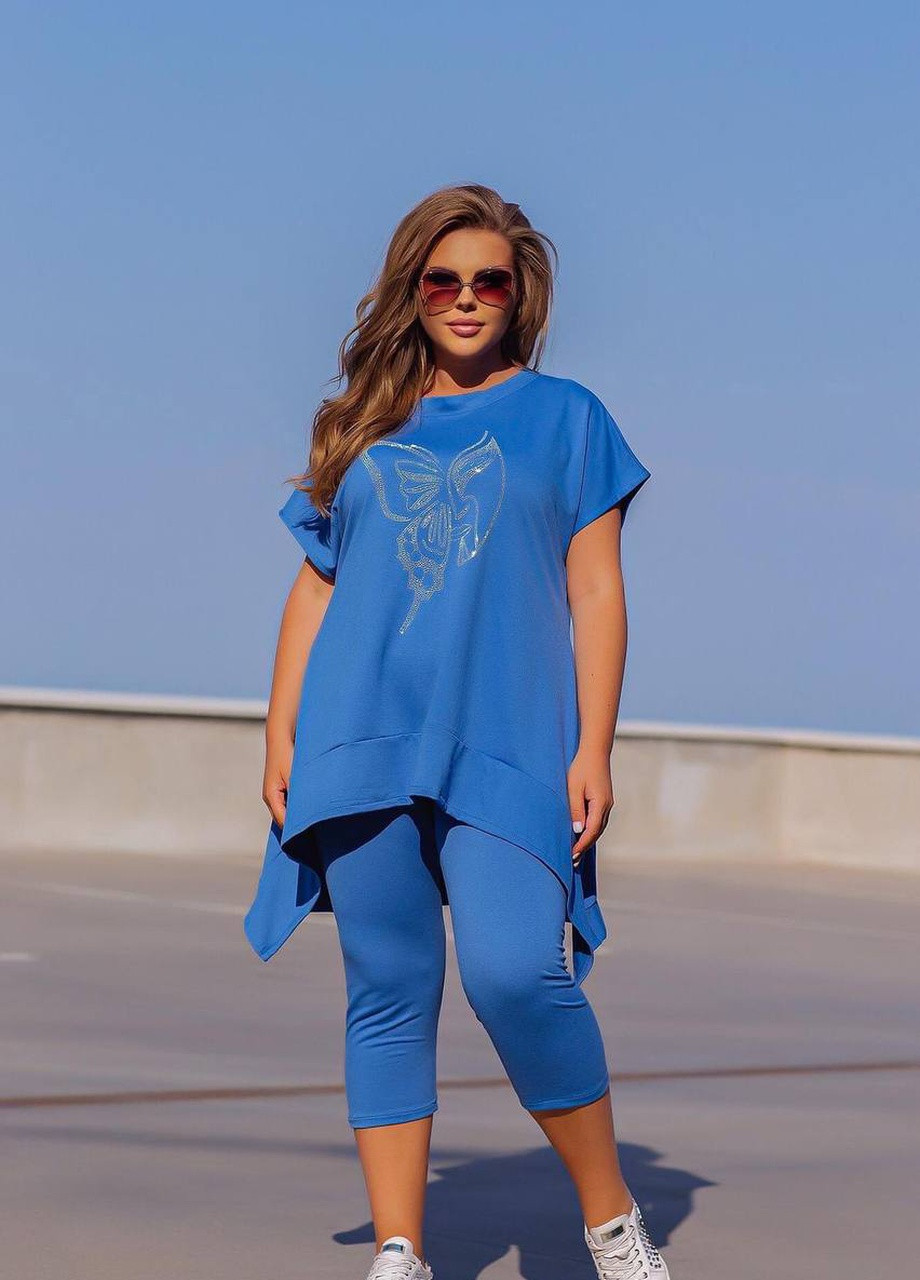 Жіночий костюм лосини та туніка колір джинс 431714 New Trend (258685368)