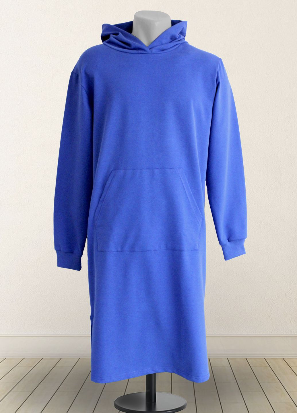 Синее повседневный платье-худи женское оверсайз Malta однотонное