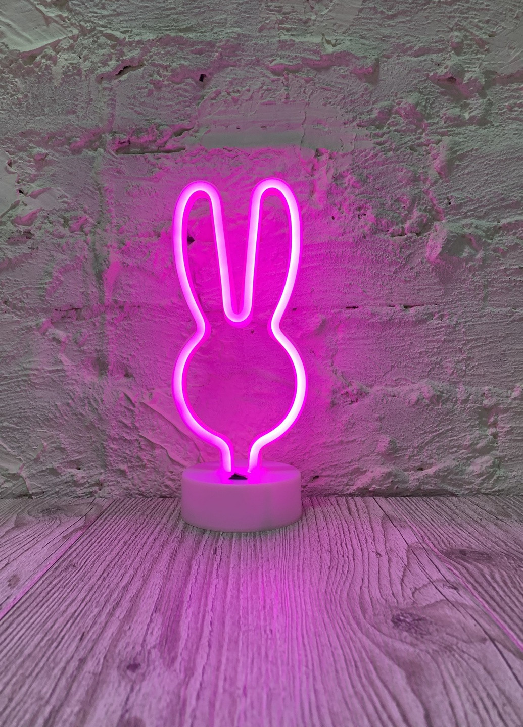 Настільний декоративний неоновий світильник-нічник Зайчик (29,5х14,5 см, USB або батарейки) - Рожевий Forus neon decoration lamp (257033365)