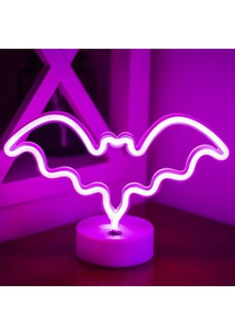 Неоновый ночник - светильник Летучая мышь Neon Decoration Lamp (29x18x10 см, USB, 3хАА, 5 В, лампа) - Розовый China (272155982)