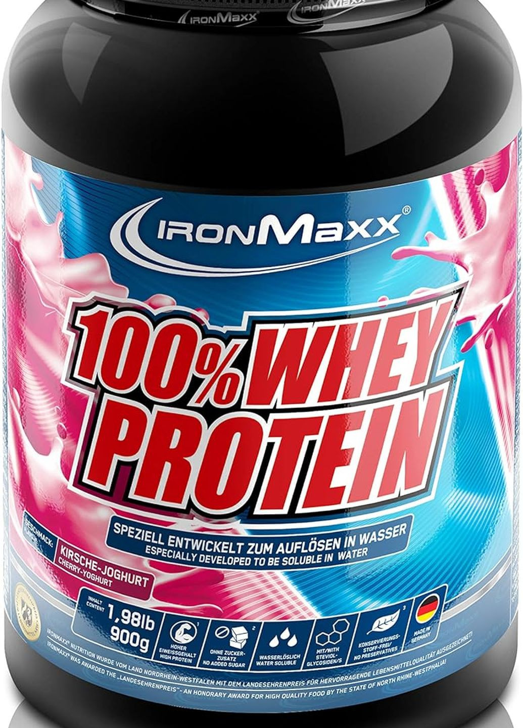 Протеїн 100% Whey Protein 900 g (Cherry-Yoghurt) Ironmaxx (276459103)