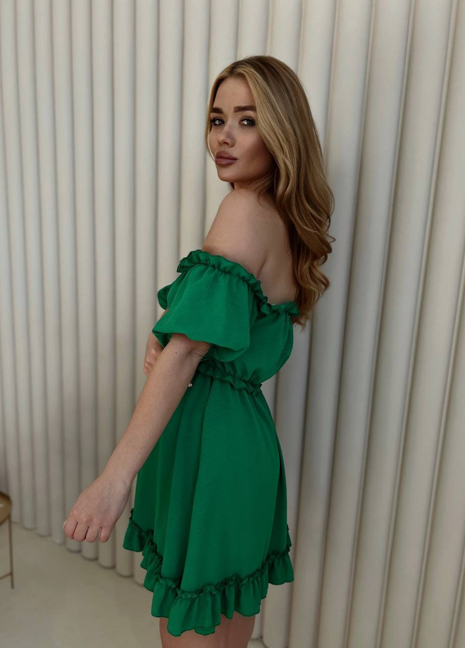 Зеленое женское платье американский креп No Brand