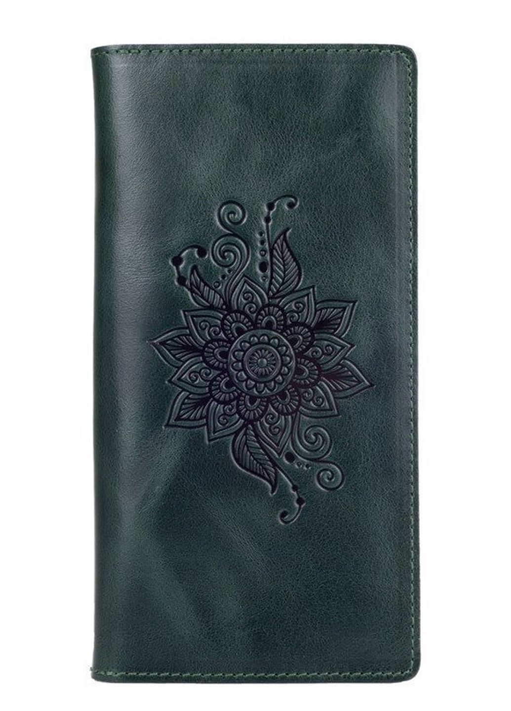 Кожаное портмоне WP-05 Crystal Green Mehendi Classic Зелёный Hi Art (268371569)