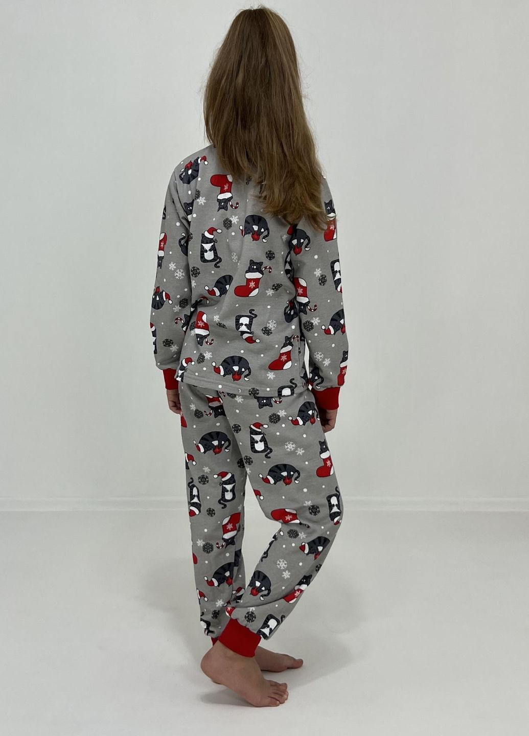 Серая зимняя пижама детская байка новогодние сапожки 146 серая 11849985-3 Triko
