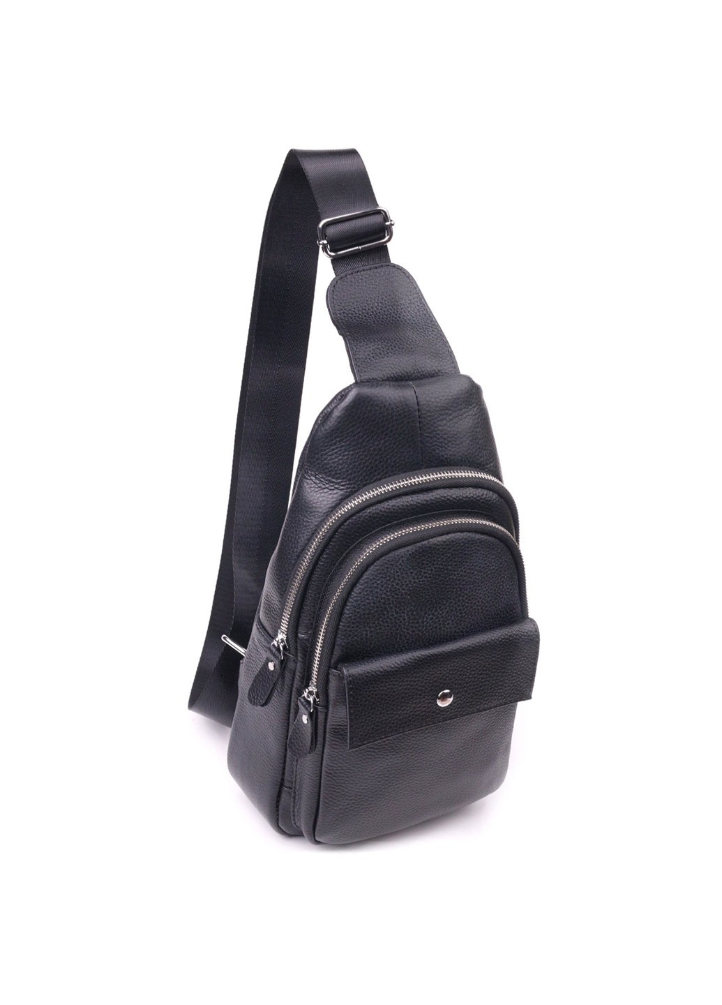 Стильная мужская сумка слинг из натуральной зернистой кожи 21402 Черный Vintage (258267921)