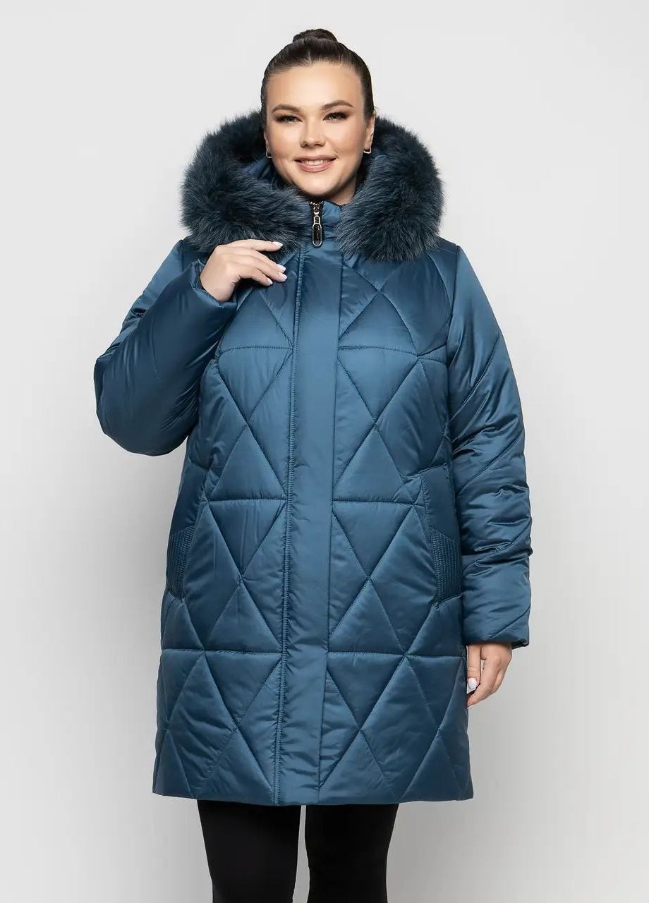 Сіро-синя зимня жіноча зимова куртка великого розміру SK