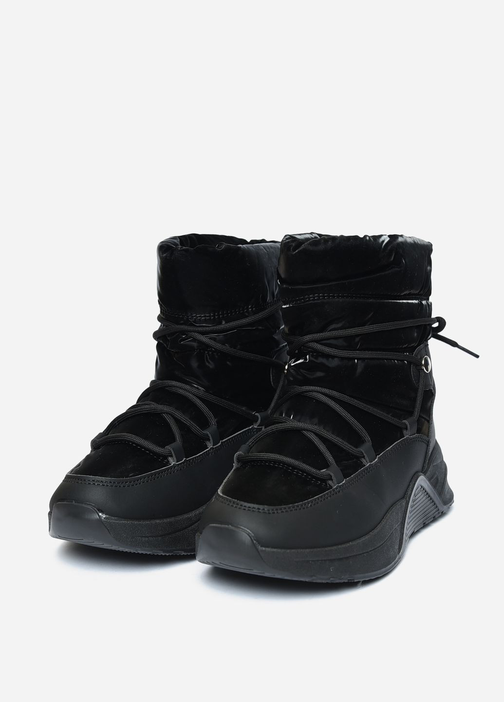 Зимние ботинки женские зима черного цвета дезерты Let's Shop без декора тканевые