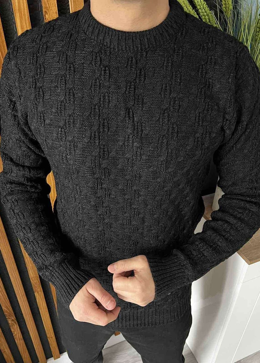 Чорний демісезонний чоловічий однотонний светр No Brand