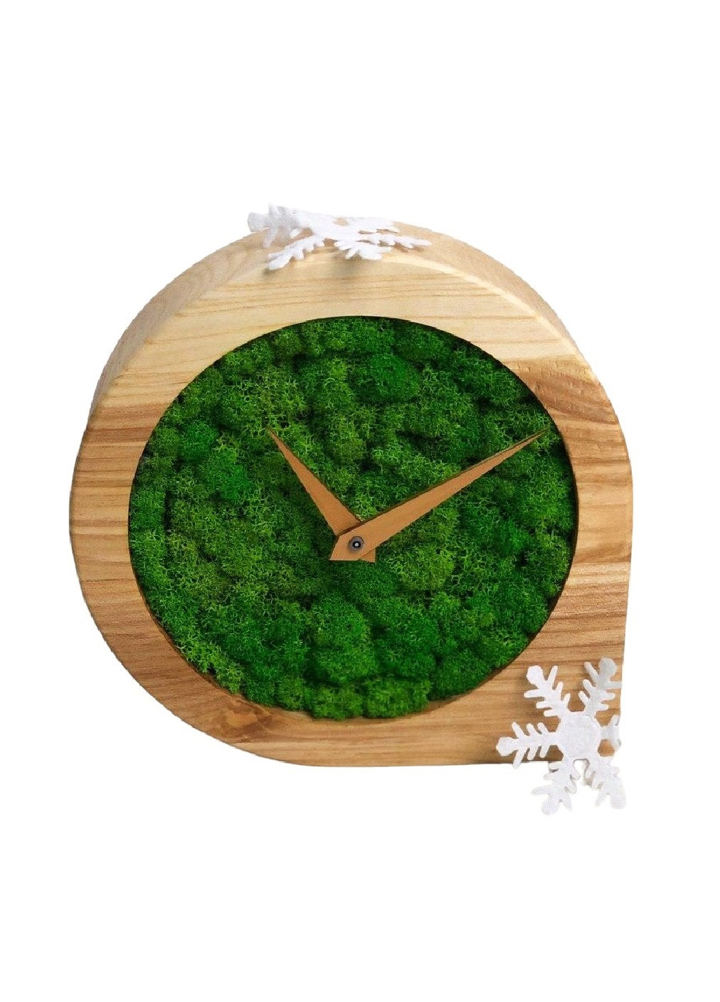 Годинник настільний фігурний фігурний компактний стильний зі стабілізованим мохом із дерева 15х15х4 см (475776-Prob) Unbranded (271125333)