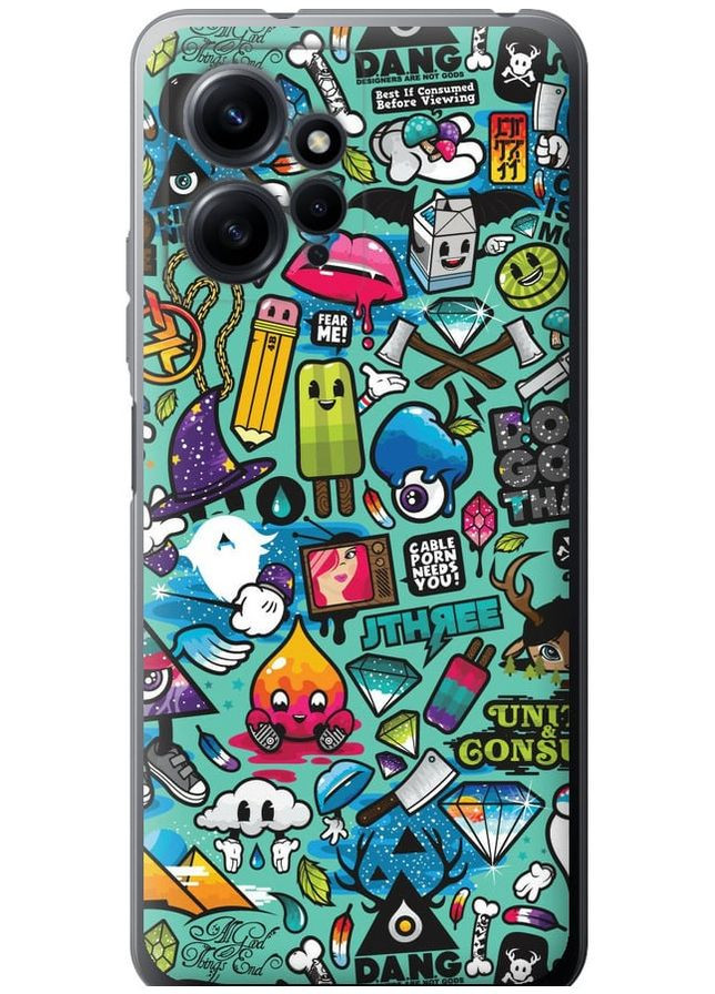 Силіконовий чохол 'Стікер бомбінг 1' для Endorphone Xiaomi Redmi Note 12 4G (262807221)