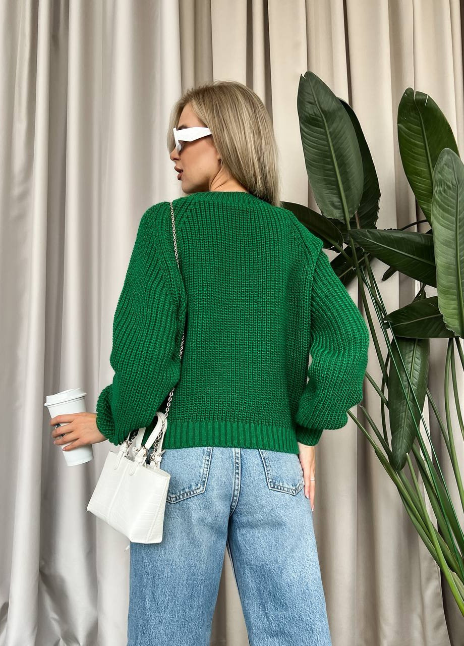 Женский шерстяной свитер зеленого цвета 405988 New Trend (258967714)