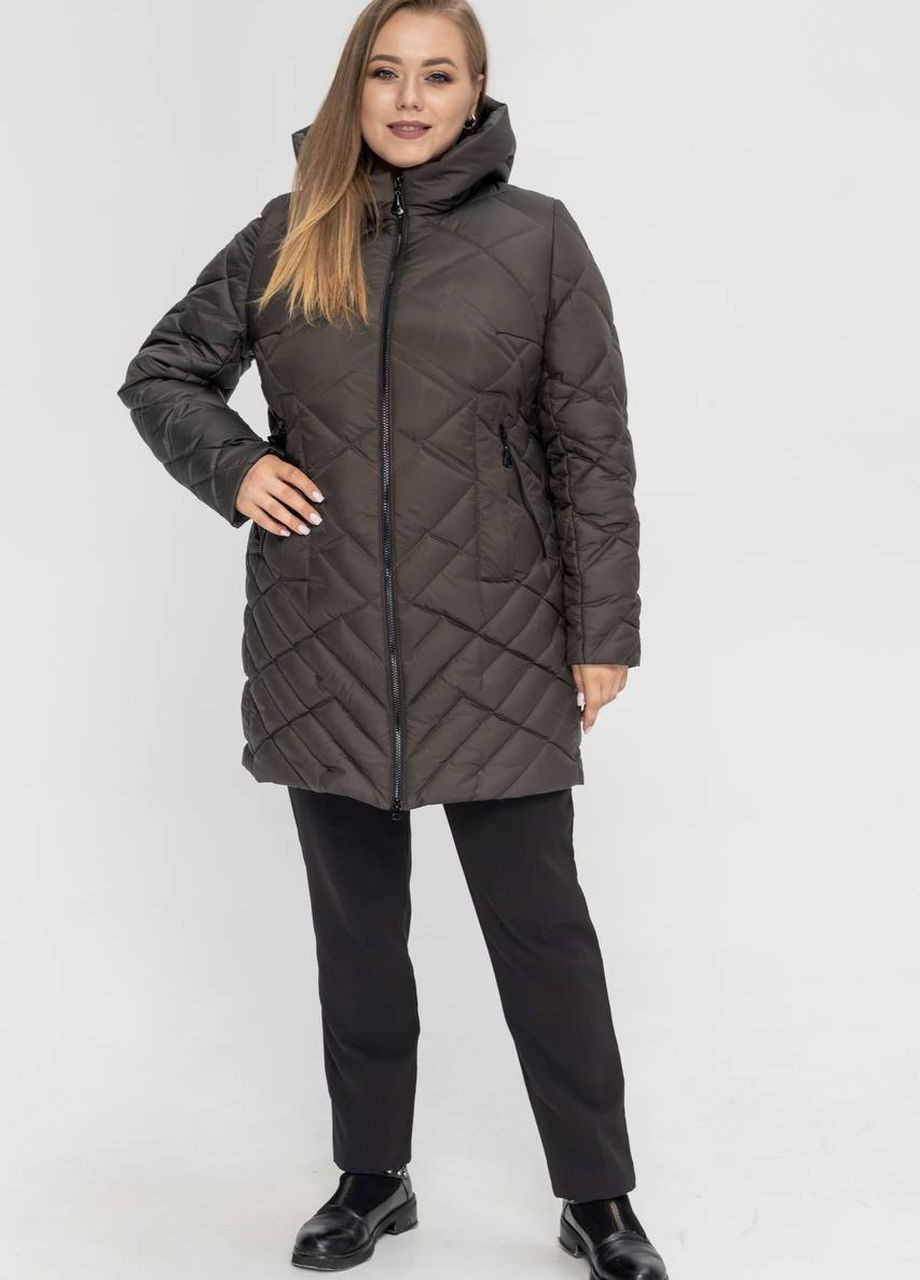Оливкова (хакі) демісезонна жіноча демісезонна куртка великого розміру SK