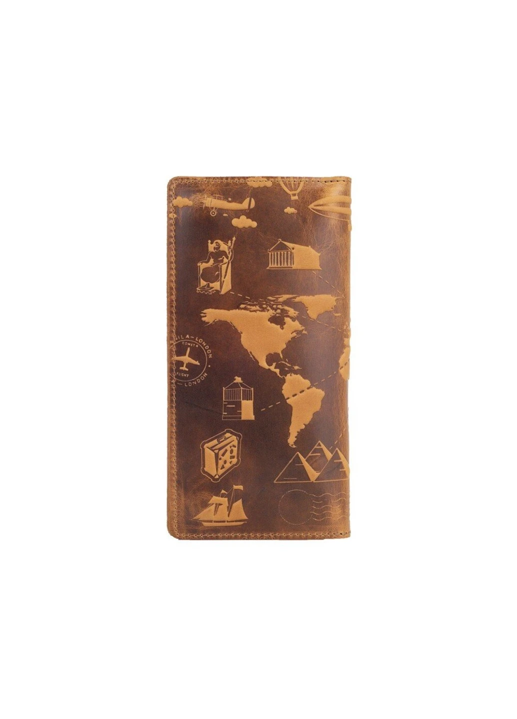 Шкіряний гаманець WP-02 Shabby Honey 7 wonders of the world Рудий Hi Art (268371483)