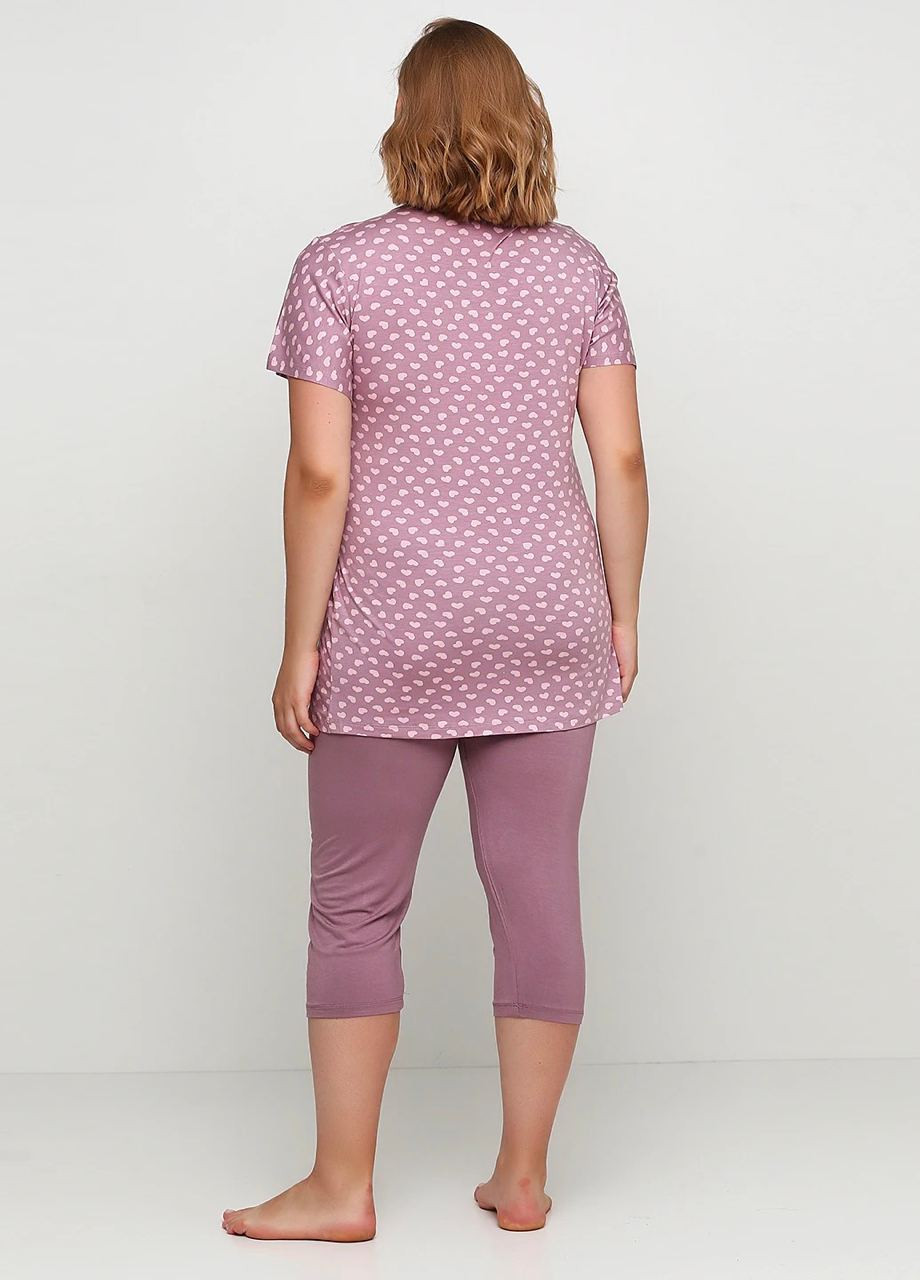 Розовая всесезон піжама (футболка,капрі) футболка + капри Cotpark