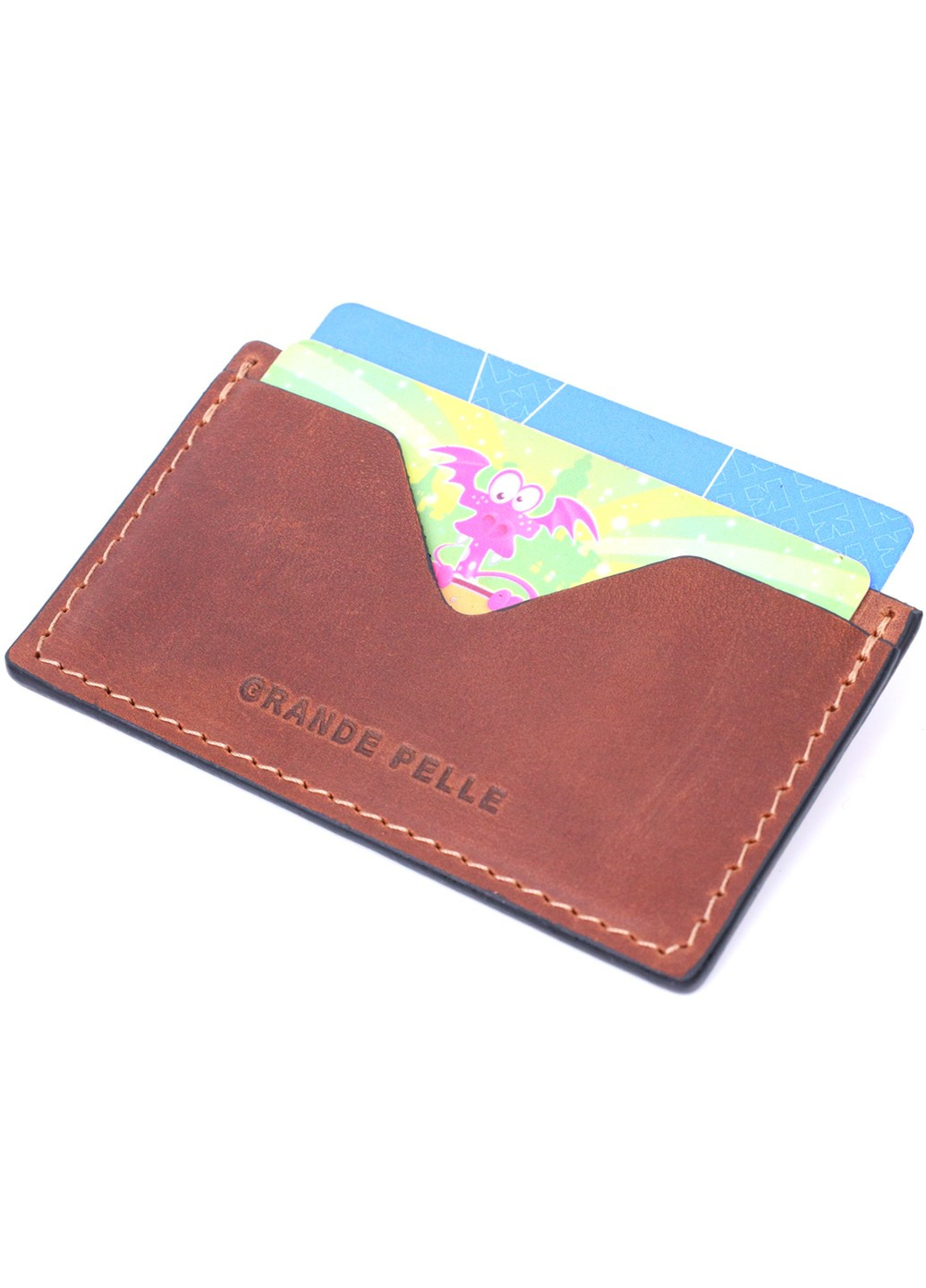 Удобный кард-кейс из натуральной кожи 11666 Коричневый Grande Pelle (267507154)