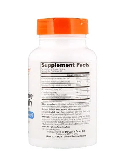 Glucosamine Chondroitin MSM with OptiMSM 120 Caps DRB-00080 Doctor's Best (256720352)