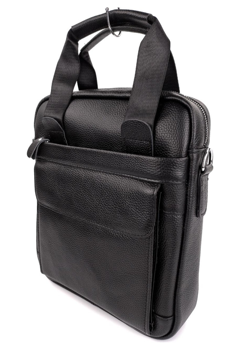 Мужская сумка - мессенджер из кожи с ручкой NS8320 черная JZ (259735662)