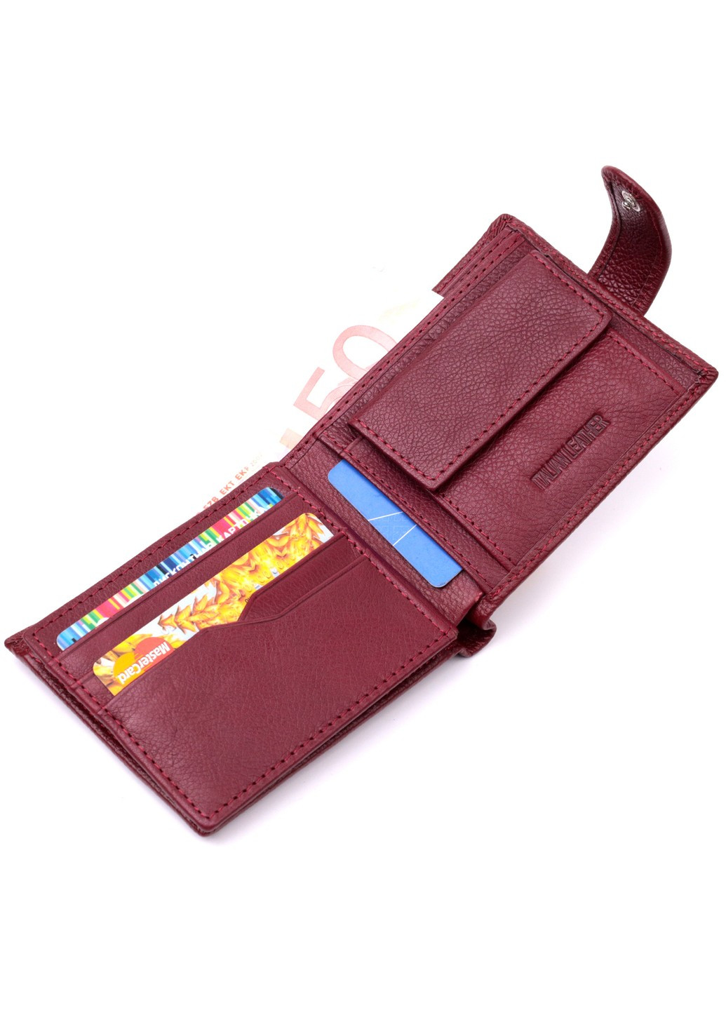 Стильное женское портмоне с блоком для карт из натуральной кожи 19472 Бордовый st leather (277980590)
