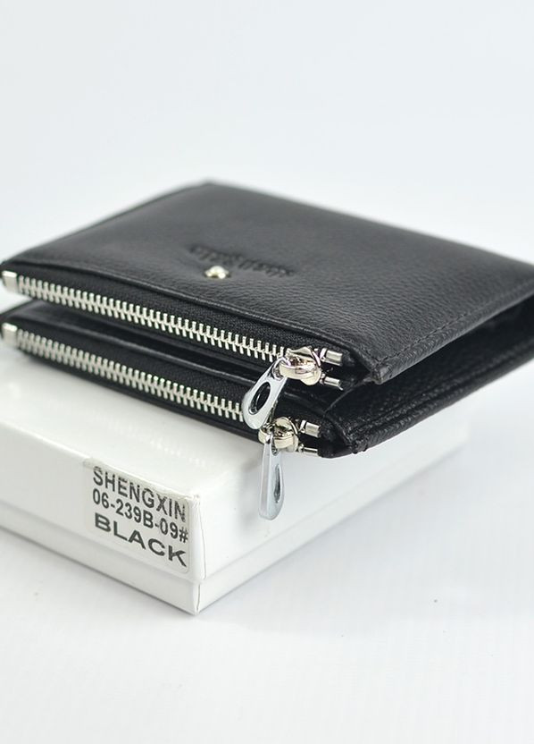 Черный складной кожаный мини кошелек на магните, молодежный маленький кошелек портмоне из натур. кожи No Brand (266701136)