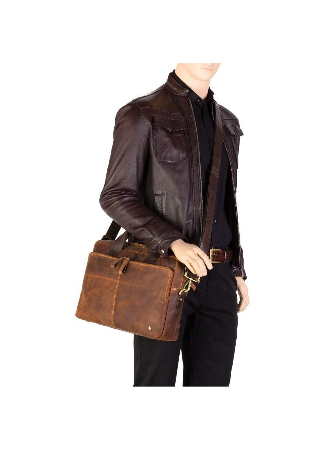 Мужская кожаная коричневая сумка TC82 Hugo (Tan Merlin) Visconti (262086662)
