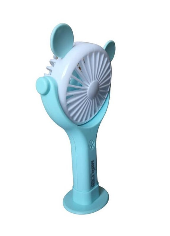 Вентилятор ручний акумуляторний Mini Fan CS092-1 з вушками, підставкою, підсвічуванням та USB-зарядкою Блакитний No Brand (260264651)