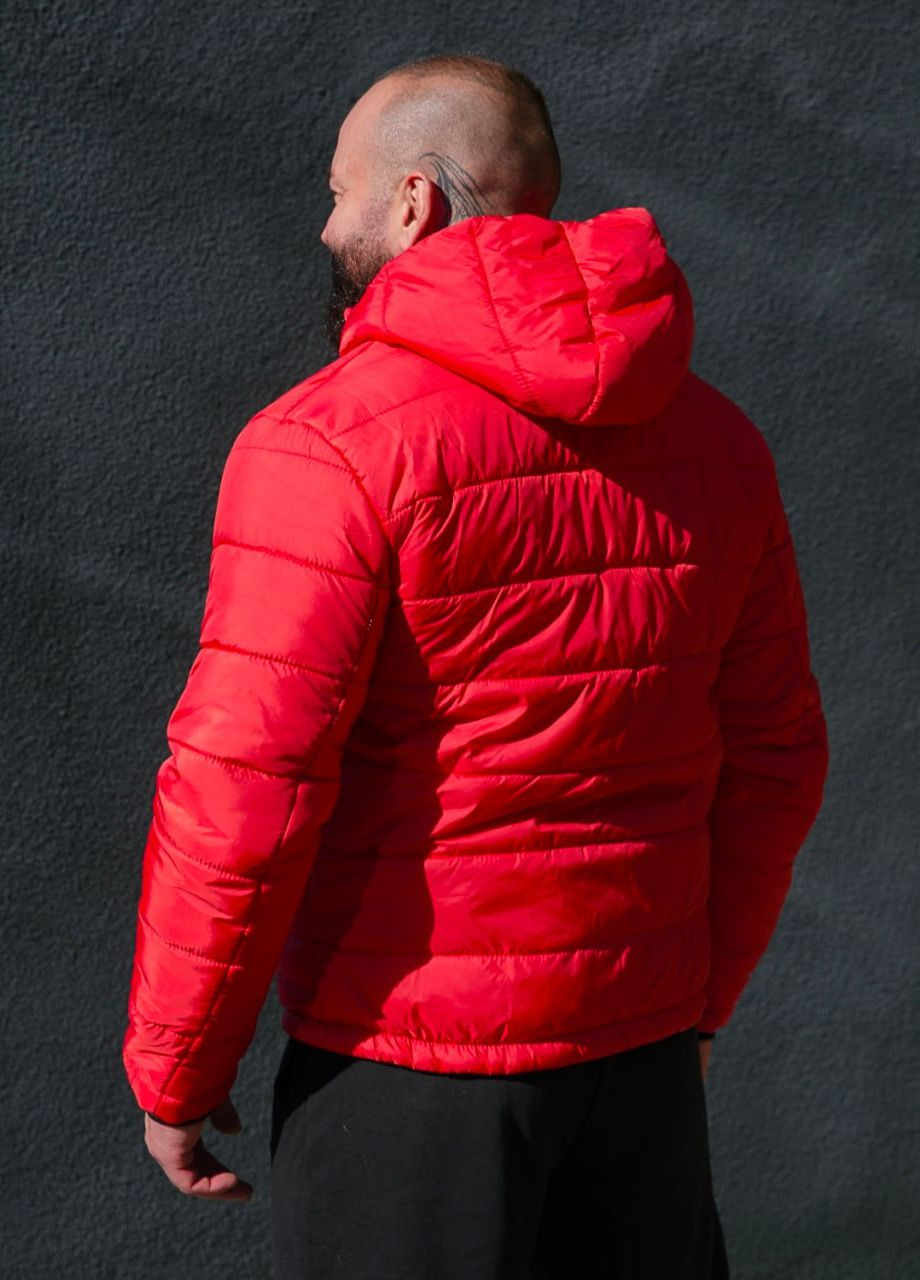 Красная зимняя короткая зимняя куртка с капюшоном Vakko
