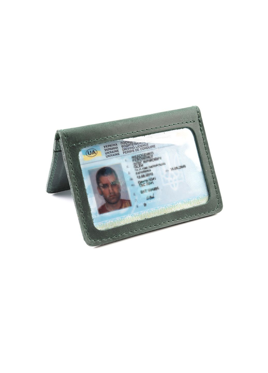 Обложка из натуральной кожи на автодокументы, права, id паспорт с отделами для карт, (Зелёный) LQ 701170 (278649316)