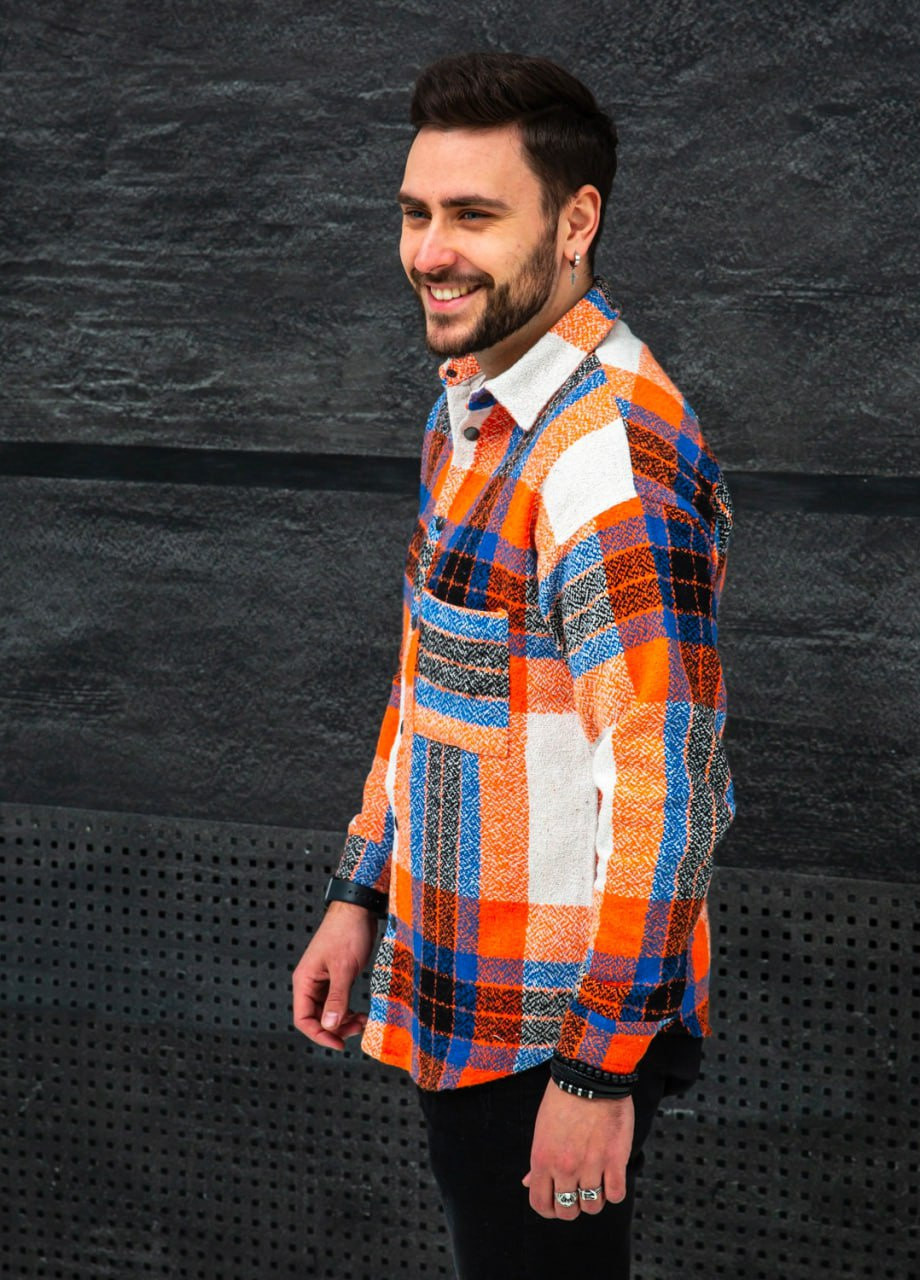 Оранжевая кэжуал рубашка в клетку Vakko