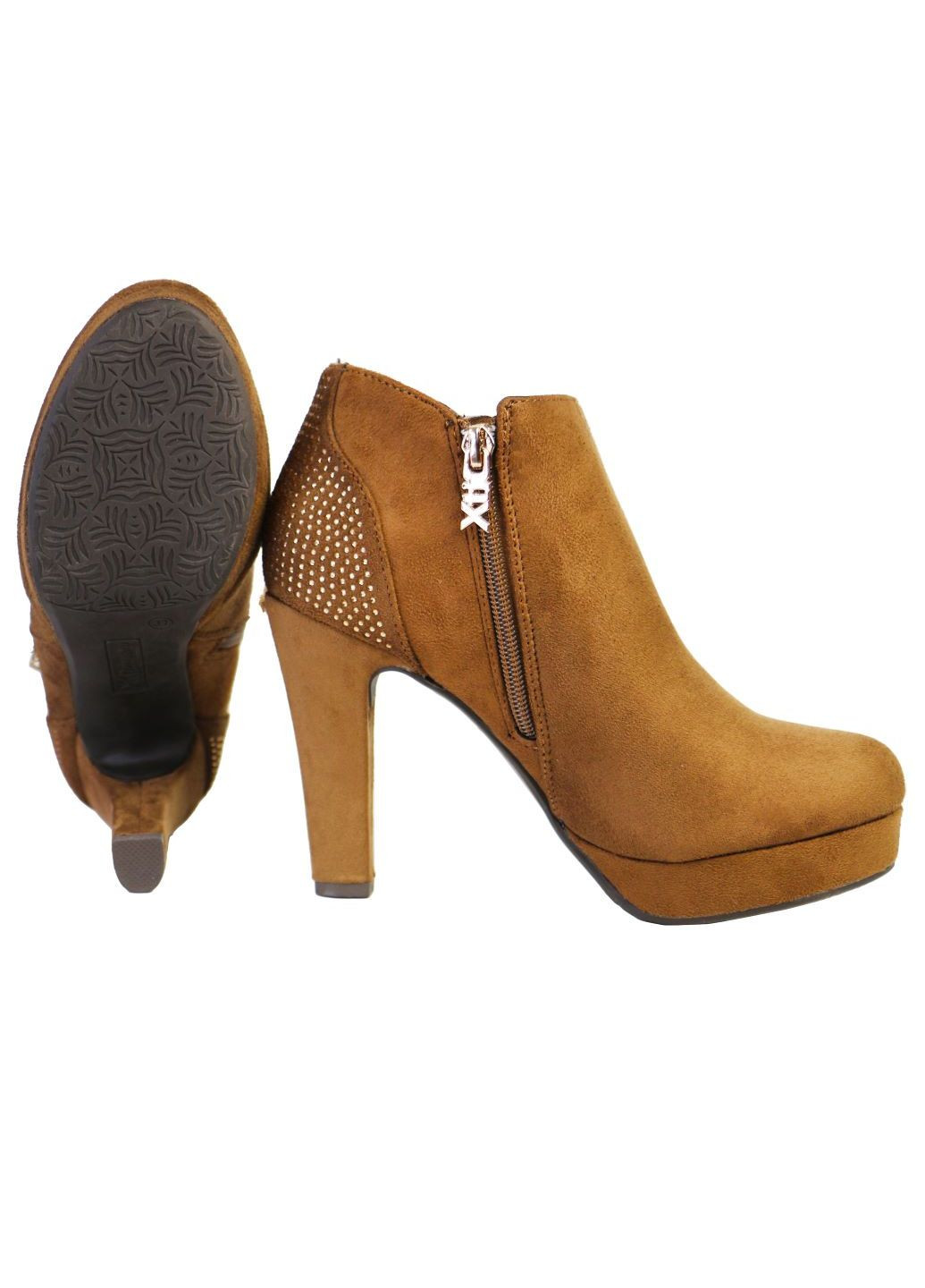 Коричневі демісезонна ботильйони замшеві демісезоні зі стразами 36 коричневий XTI