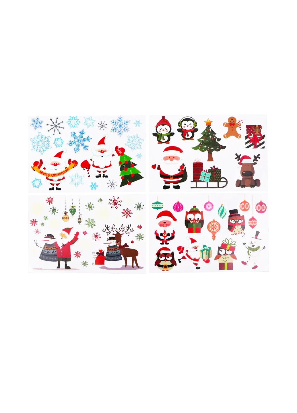Набір новорічних наклейок Дід Мороз і сови 4 шт комбіновані Melinera (263139934)