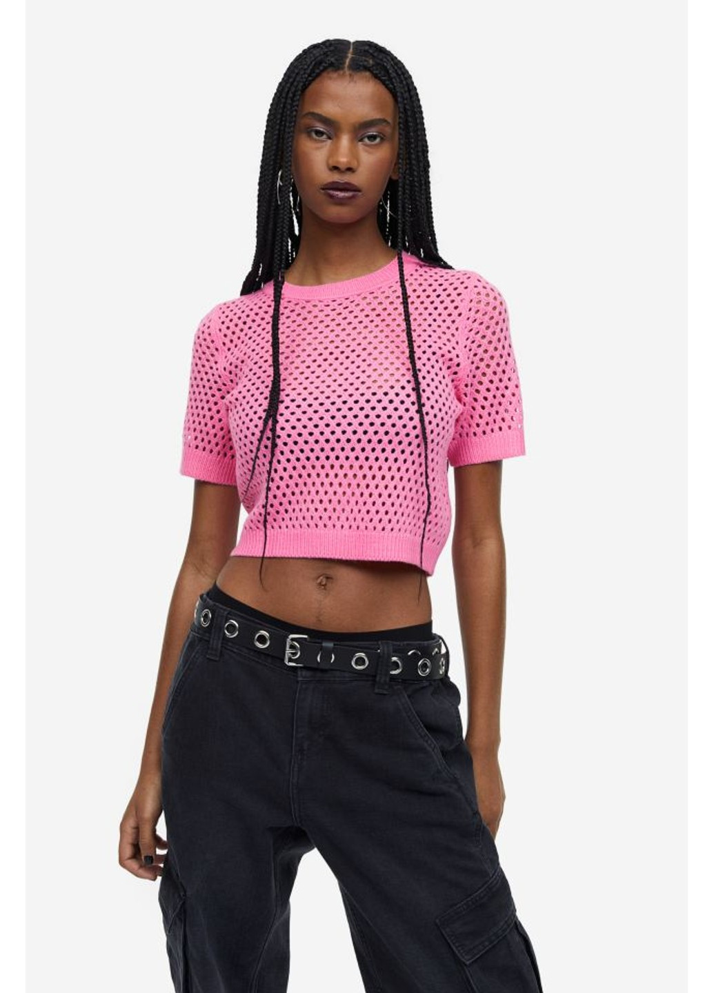 Жіночий в'язаний топ Н&М (92927) 34 Рожевий H&M (258925291)