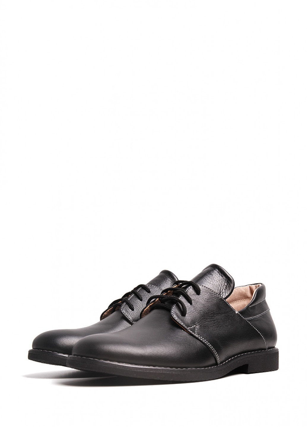 Черные классические кожаные туфли Villomi на низком каблуке