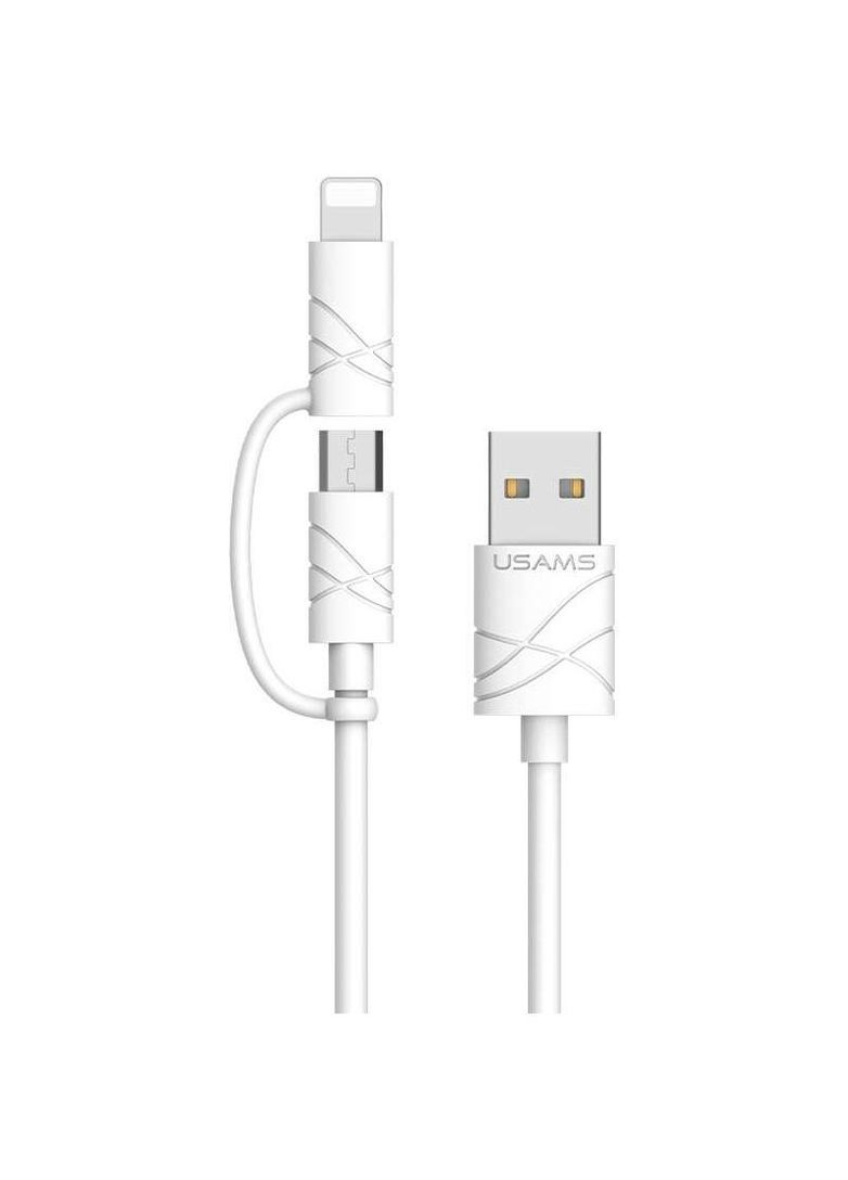 Дата кабель US-SJ077 2in1 U-Gee USB to MicroUSB + Lightning (1m) USAMS (260240078)