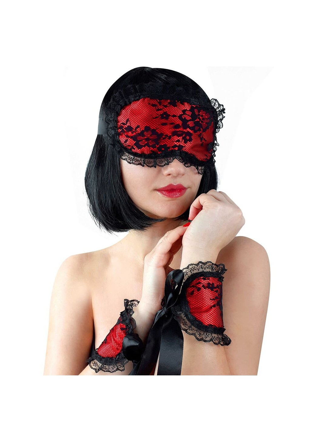 Мереживна маска на очі з наручниками Mask and Handcuffs Art of Sex (258261848)