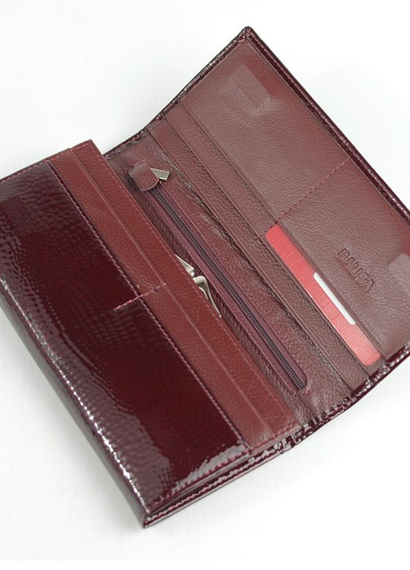 Гаманець жіночий лаковий бордовий з натуральної шкіри класичний шкіряний гаманець на магнітах Balisa (268219310)