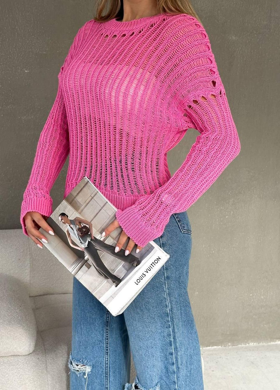 Рожевий літній свитер ажурнй No Brand