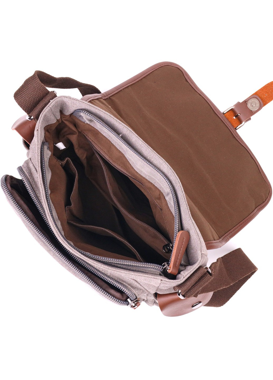 Практичная горизонтальная мужская сумка из текстиля 21248 Серая Vintage (258286205)