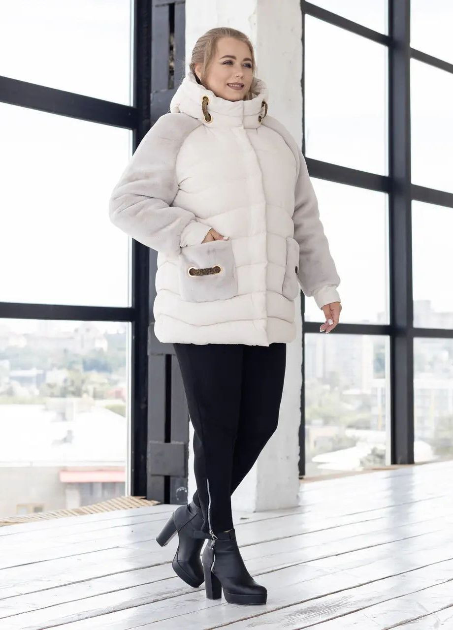 Молочна зимня зимова куртка жіноча великого розміру SK