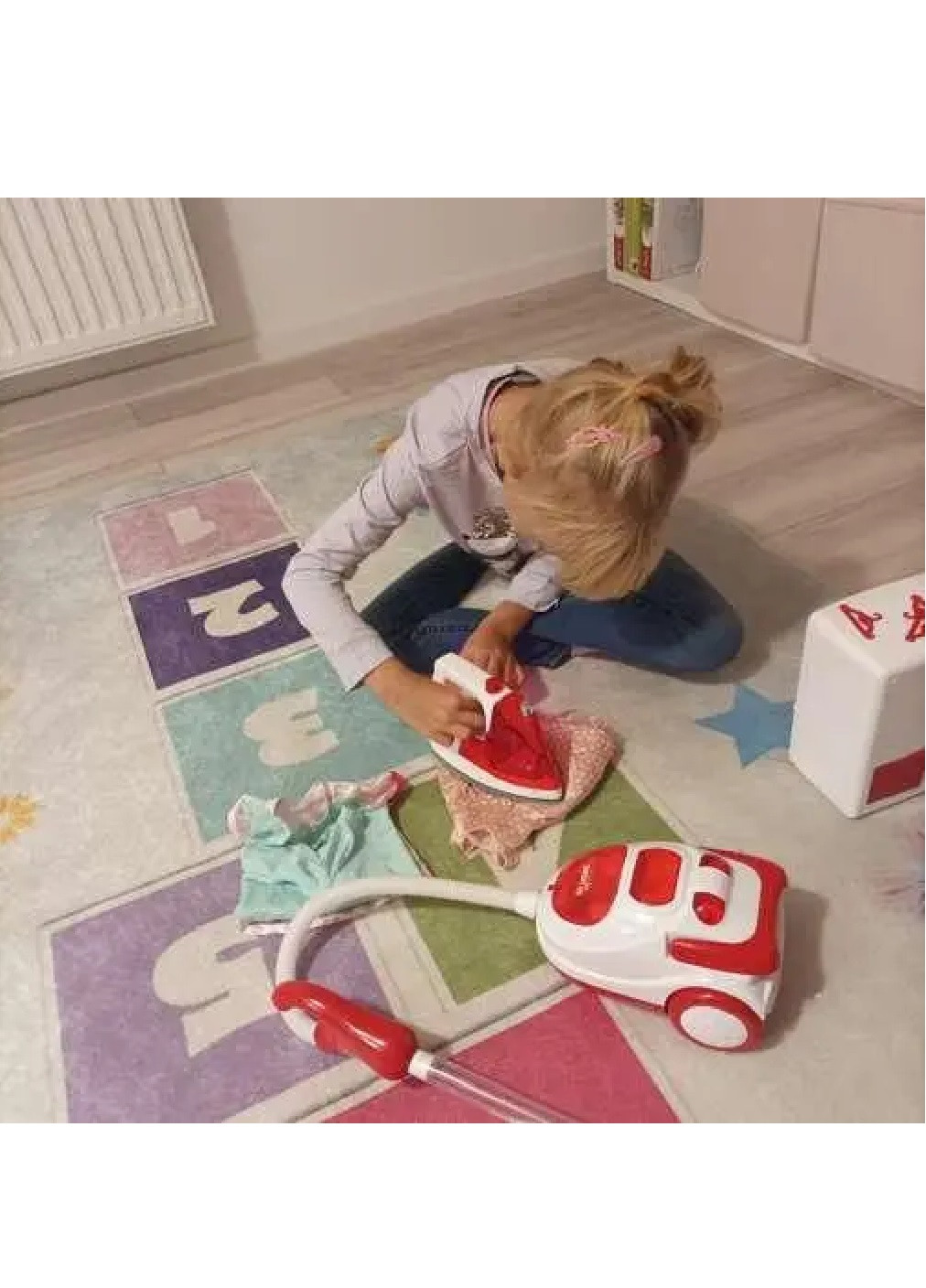 Ігровий набір комплект побутової техніки для дітей із пральною машиною праскою пилососом 3 в 1 (475824-Prob) Білий із червоним Unbranded (271958410)