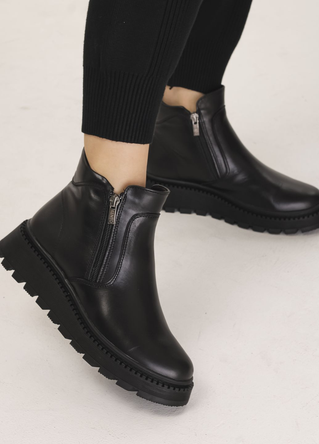 ботинки женские зимние черные кожа Kento