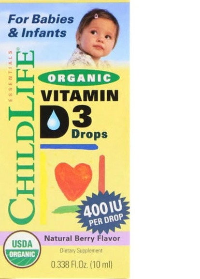 Organic, Vitamin D3 Drops, 400 IU, 0.338 fl oz 10 ml Natural Berry Flavor CDL13000 ChildLife (256720841)