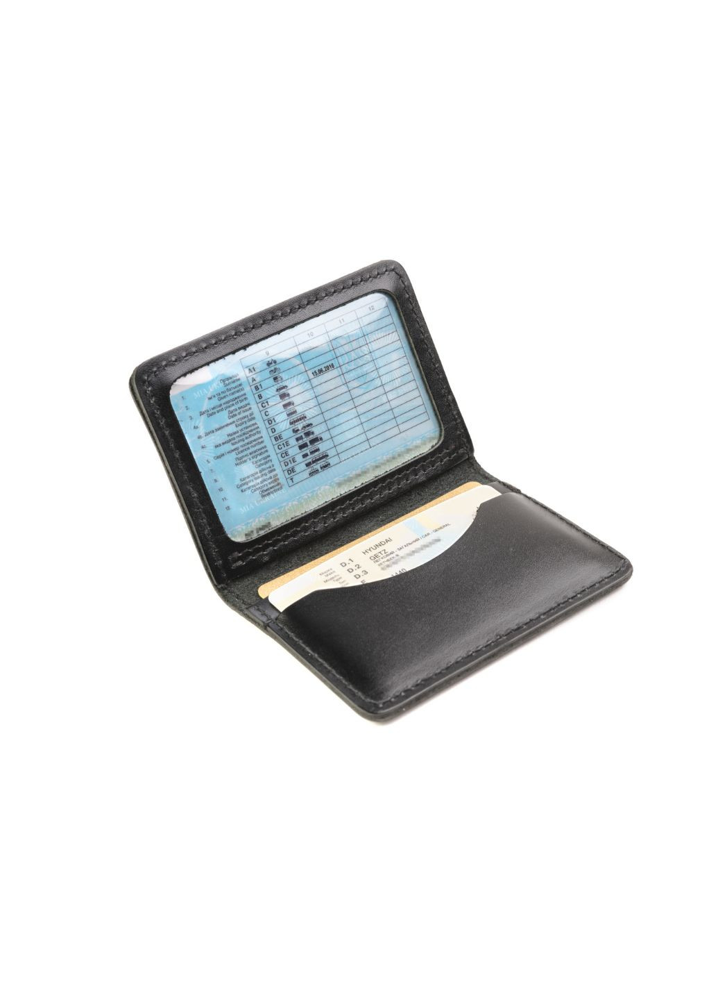 Обкладинка з натуральної шкіри на автодокументи, права, id паспорт з відділами для карток, (Чорний) LQ 701210 (278649354)