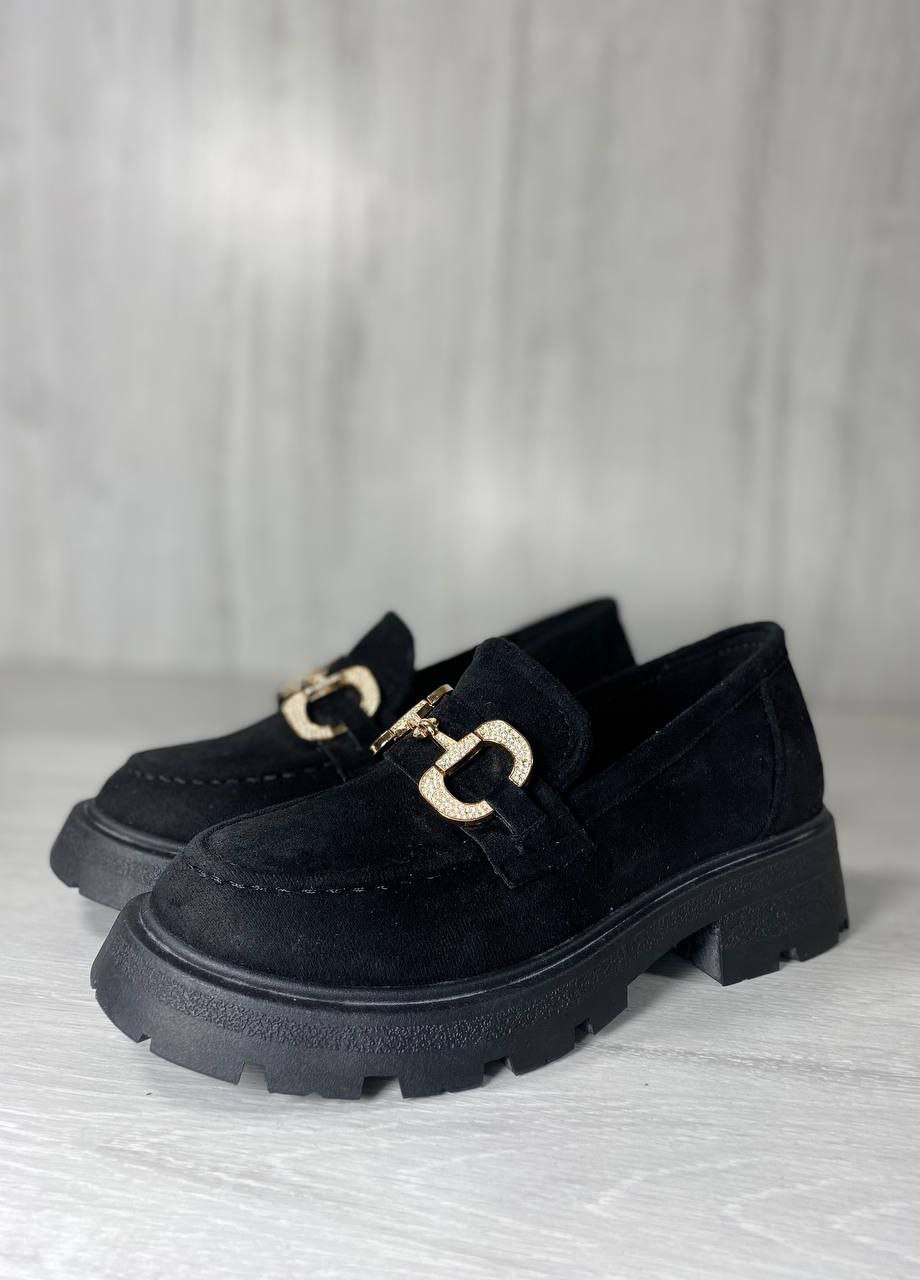 No Brand Эффектные женские лоферы черный з искусственная замша, — демисезон (258763999)