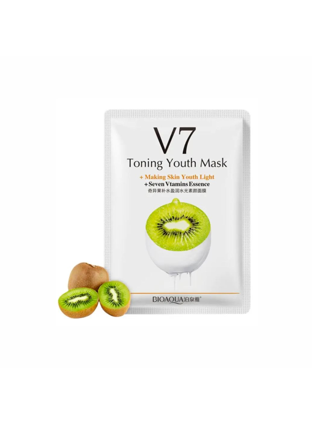 Тканевая маска для лица с экстрактом киви Toning Youth Mask V7 Kiwi, 30 мл Bioaqua (277755841)