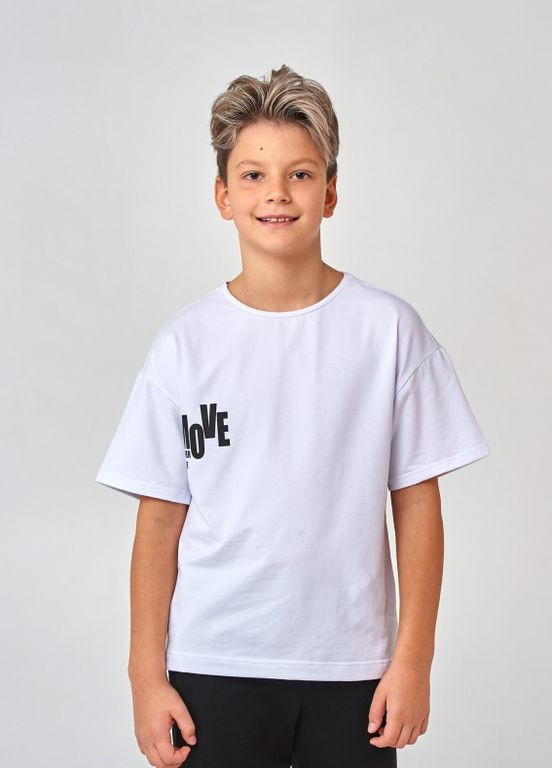 Біла дитяча футболка | 95% бавовна | демісезон | 146, 152, 158, 164 | висока якість та зручність білий Smil
