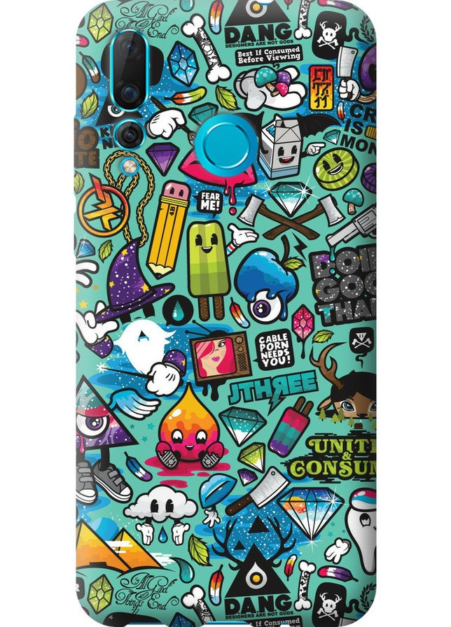 Силиконовый чехол 'Стикер бомбинг 1' для Endorphone Huawei Nova 4 (259907534)