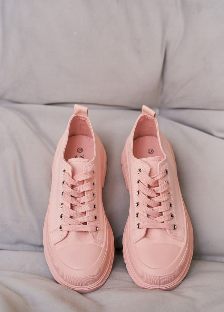 Розовые кроссовки женские No Brand All Pink Textile
