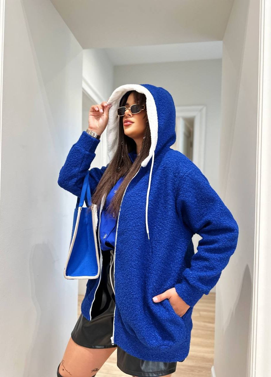 Синяя женская куртка барашек цвет электрик р.50/52 441577 New Trend