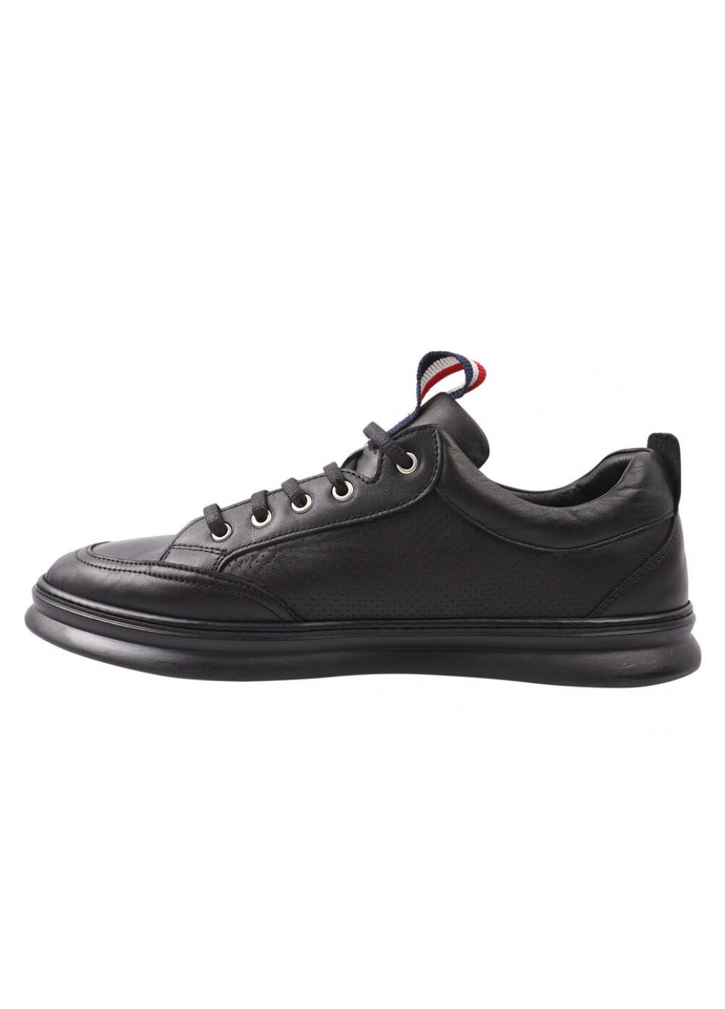 Чорні кросівки чоловічі з натуральної шкіри, на низькому ходу, на шнурівці, колір чорний, туреччина Ridge 427-21DTC